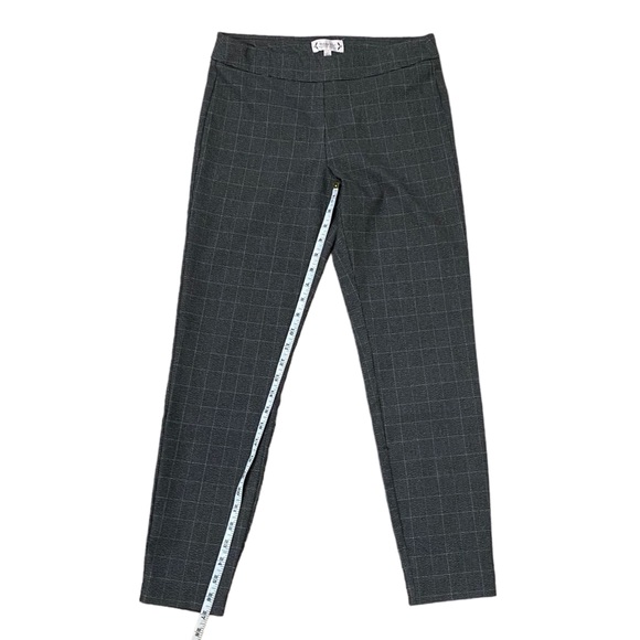 Nanette Lepore Plaid Pull On Stretch Tapered Fall Preppy Chic Trouser Pants Gray - Picture 9 of 9